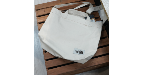 The North Face Adjustable 17L cotton tote in off white