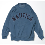 Nautica Japan Pigment Dyed Arch Logo Crewneck Sweatshirt (Navy)