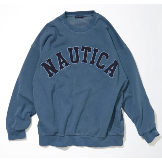 Nautica Japan Pigment Dyed Arch Logo Crewneck Sweatshirt (Navy)